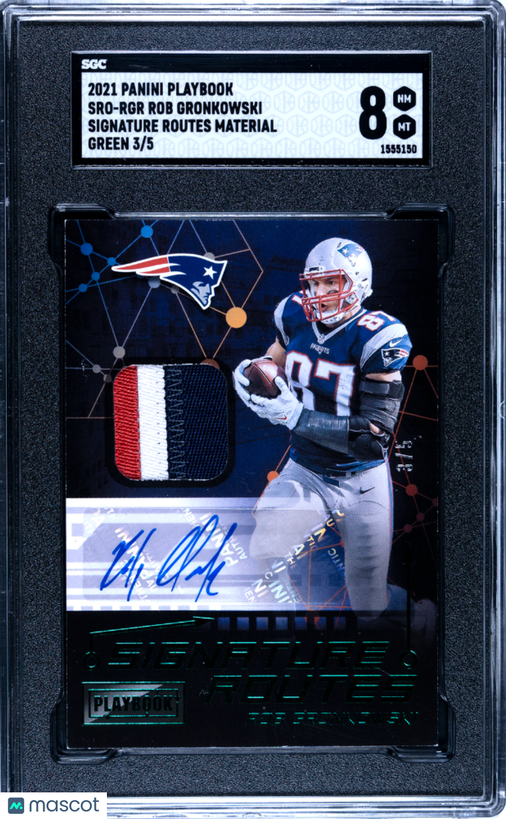 2021 Panini Playbook Rob Gronkowski SIG. Routes Mat. Green 5 SGC 8