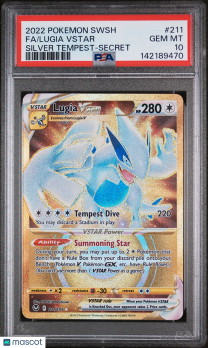 2022 Pokemon Sword & Shield Silver Tempest Lugia VSTAR Silver Tempest-Secret Fa PSA 10