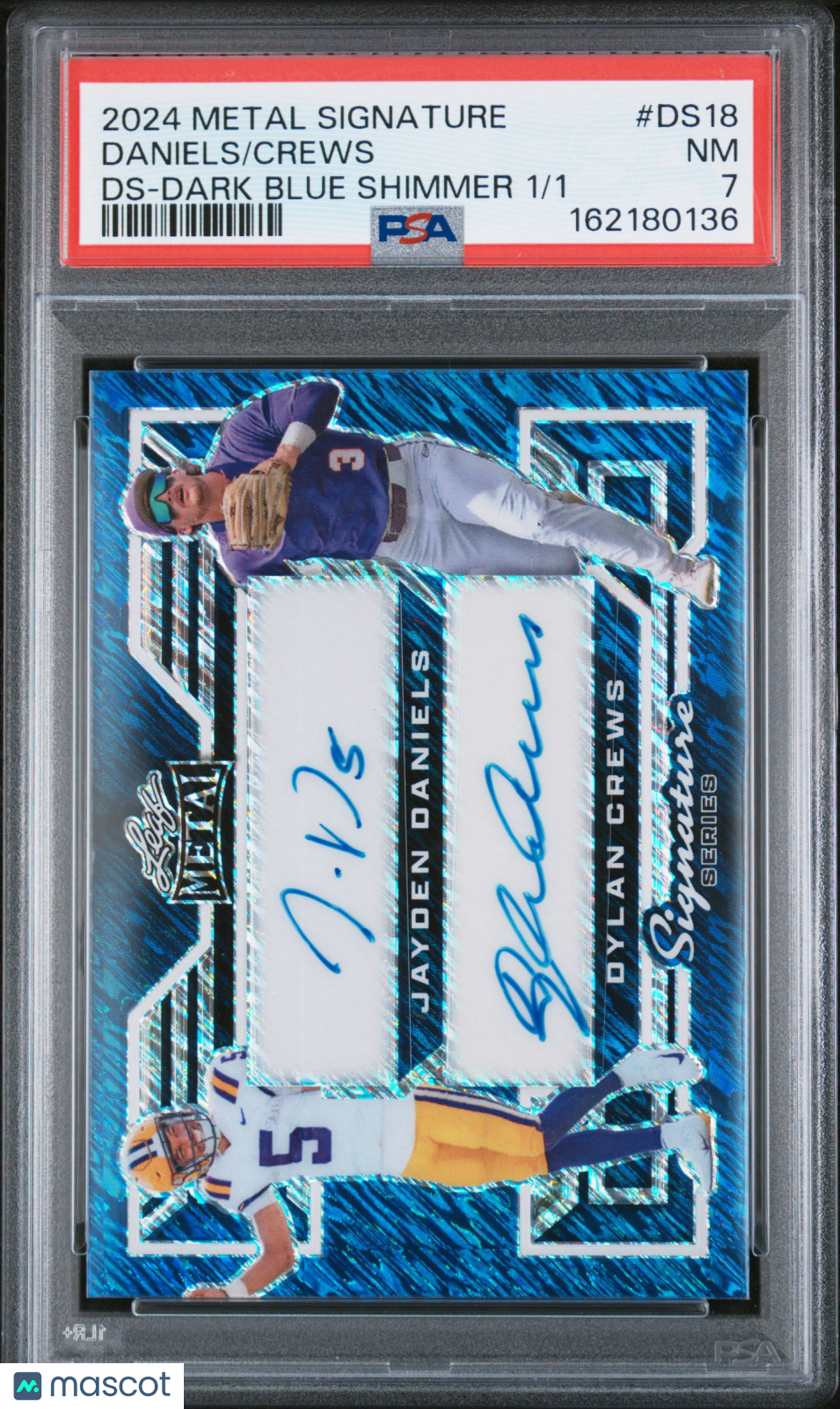 2024 Leaf Metal Signature Dual Crews Daniels Blue Shimmer Dual Auto 1/1 PSA 7