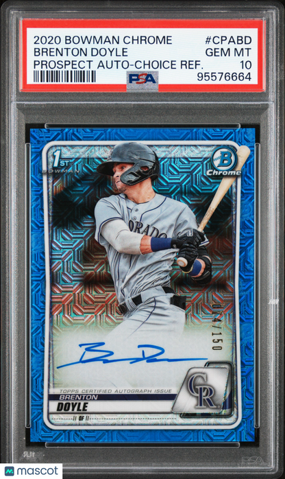 2020 Bowman Chrome Prospect Autographs Brenton Doyle Blue Choice /150 PSA 10