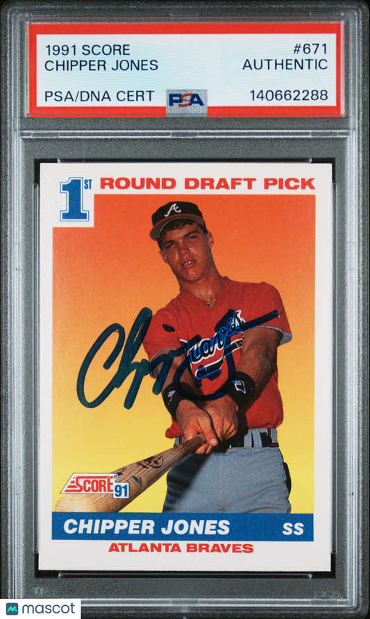1991 Score Chipper Jones Rookie Auto PSA Auth