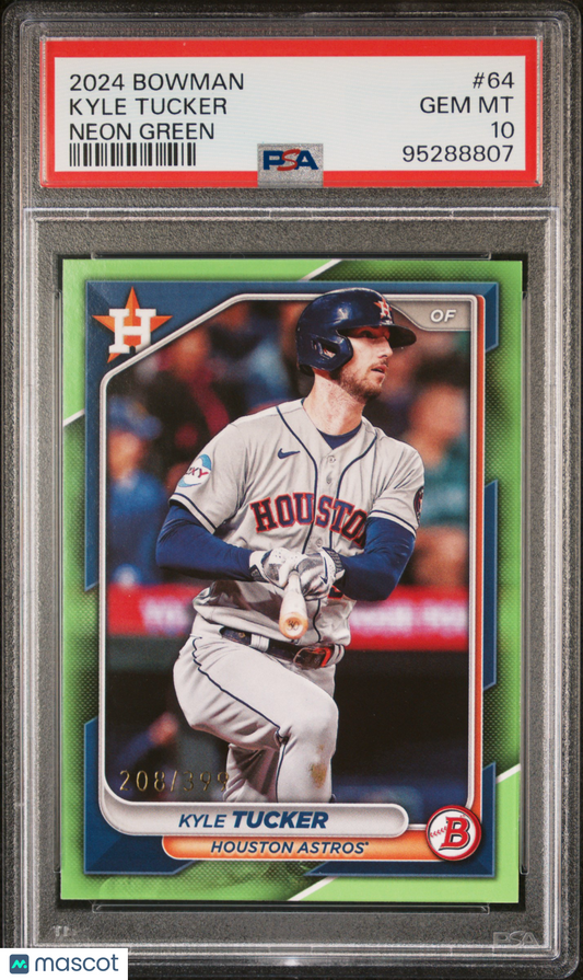 2024 Bowman Kyle Tucker Neon Green 208/399 PSA 10