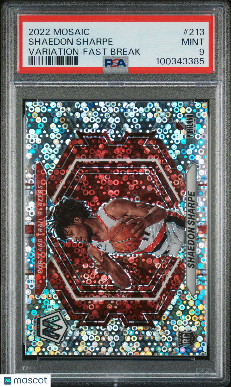 2022 Panini Mosaic Shaedon Sharpe Variation Fast Break PSA 9