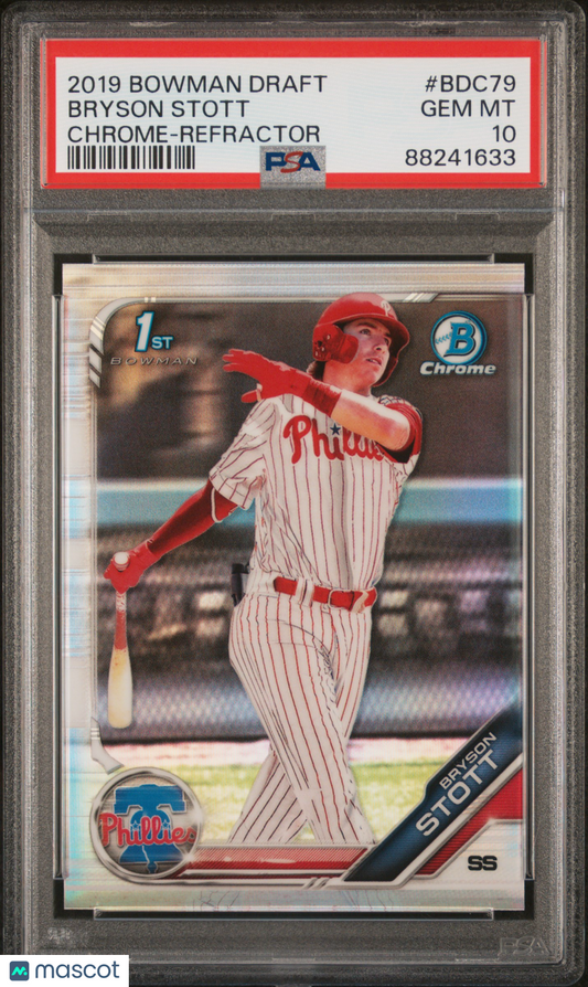 2019 Bowman Draft Bryson Stott Chrome Refractor PSA 10