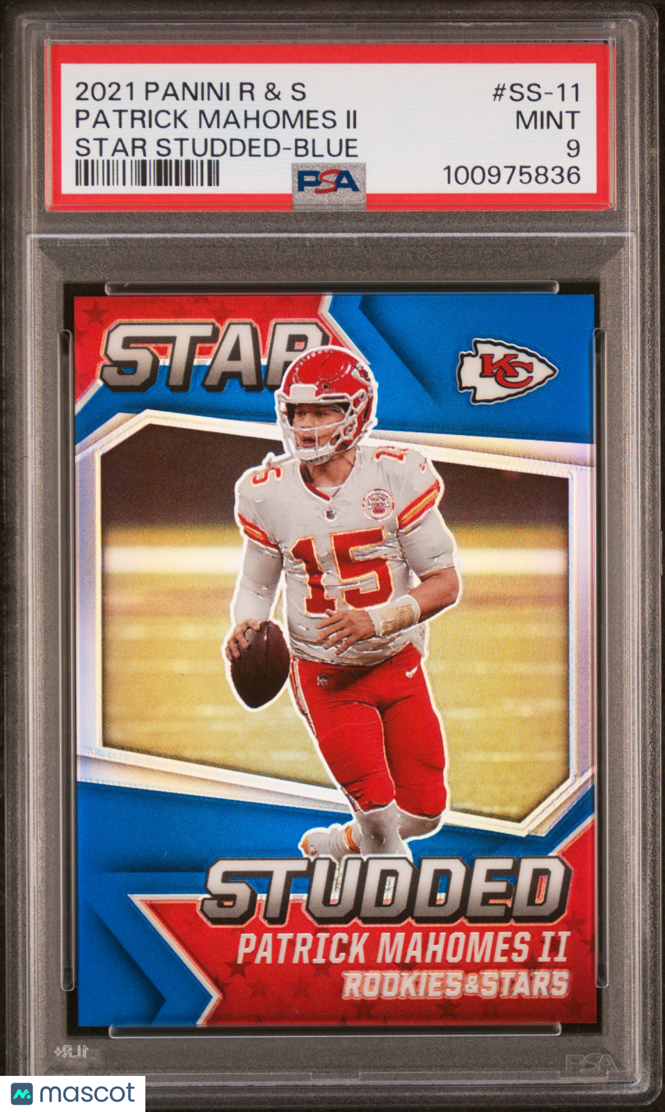 2021 Panini Rookies & Stars Star Studded Patrick Mahomes II Blue /50 PSA 9