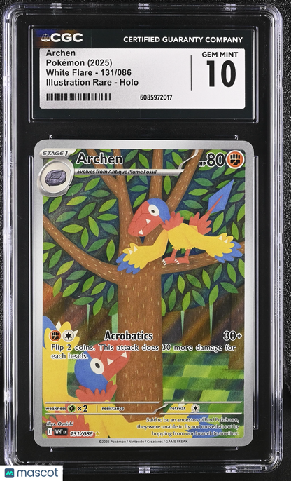 2025 Pokemon White Flare Archen Illustration Rare CGC 10