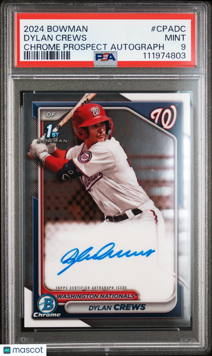 2024 Bowman Chrome Prospect Autographs Dylan Crews PSA 9