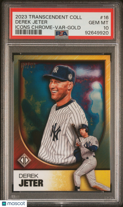 2023 Topps Transcendent Collection Icons Chrome Derek Jeter Var Gold 1/10 PSA 10