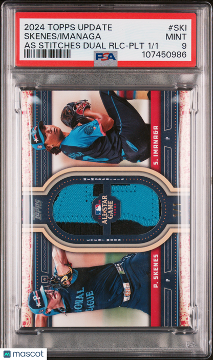 2024 Topps Update All-Star Stitches Dual Relics Imanaga Skenes As RLC PLT 1/1 PSA 9