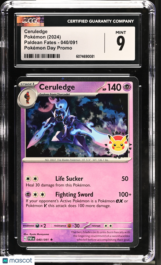 2024 Pokemon Paldean Fates Ceruledge 040/091 CGC 9