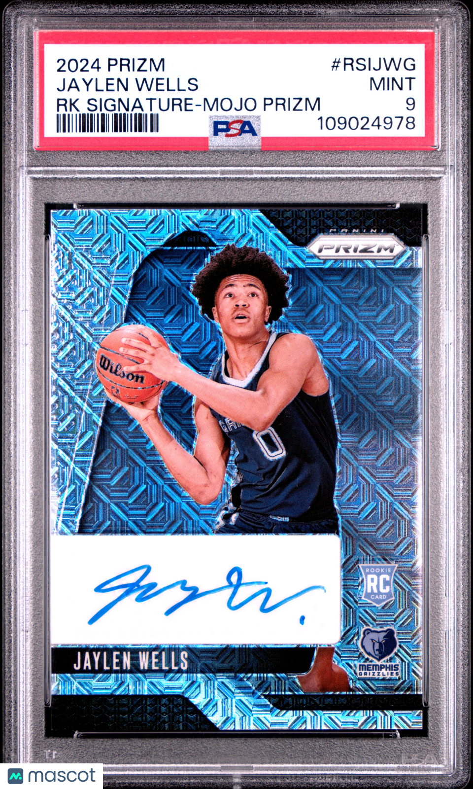 2024 Panini Prizm Rookie Signatures Jaylen Wells RK Mojo PSA 9