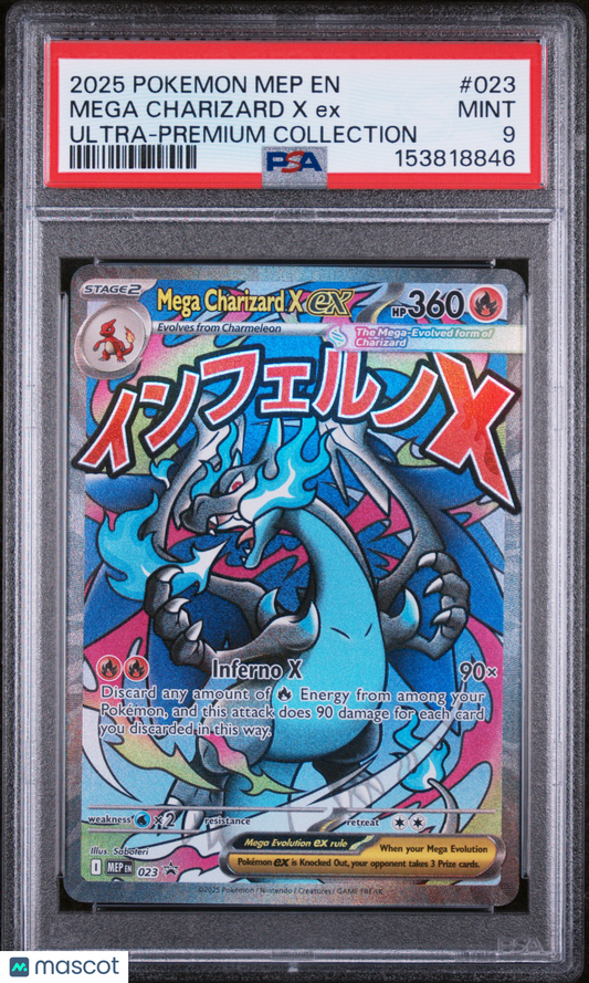 2025 Pokemon Mep EN-Me Black Star Promo Mega Charizard X EX Ultra-Premium Collection PSA 9