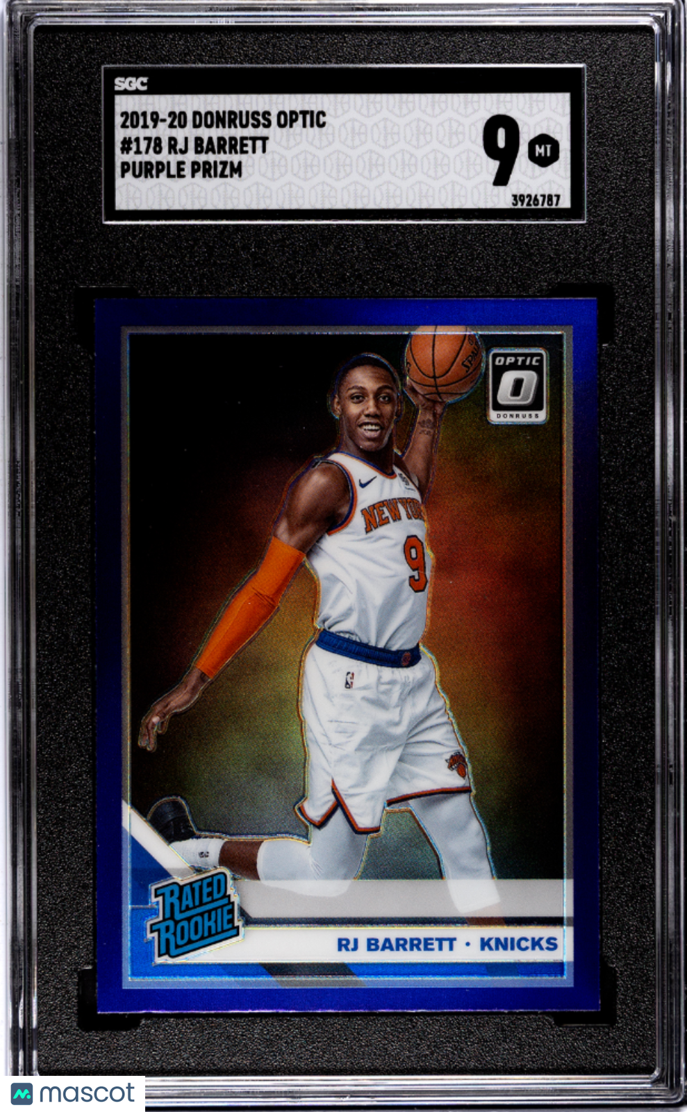 2019 Donruss Optic RJ Barrett Purple Prizm SGC 9