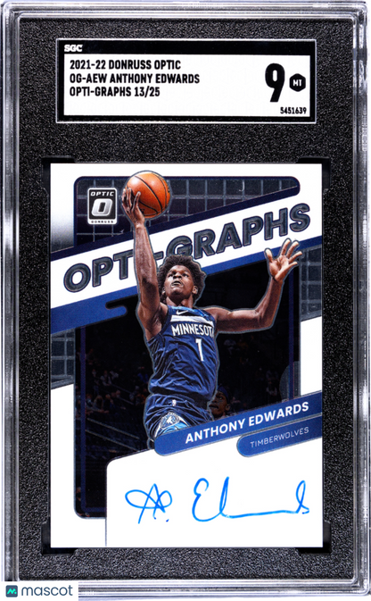 2021 Donruss Optic Anthony Edwards Opti-Graphs /25 Auto SGC 9