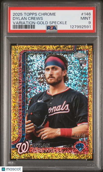 2025 Topps Chrome Dylan Crews Variation Gold Speckle 21/50 PSA 9