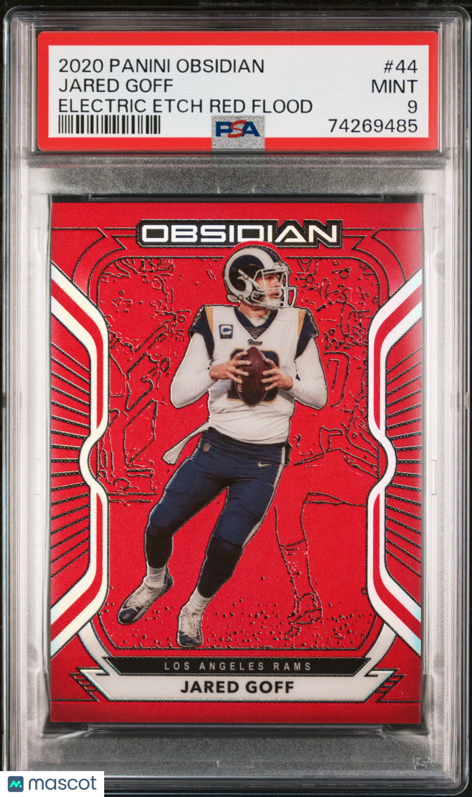 2020 Panini Obsidian Jared Goff #44 Electric Etch Red Flood PSA 9