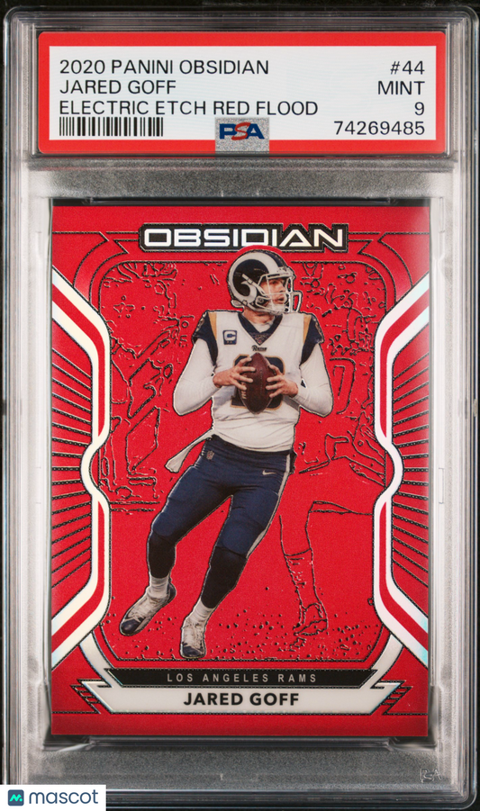 2020 Panini Obsidian Jared Goff #44 Electric Etch Red Flood PSA 9