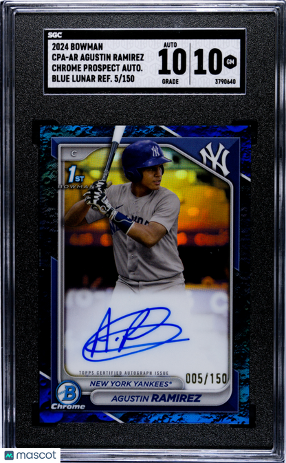 2024 Bowman Agustin Ramirez Cpa Blue Lunar Refractor 150 SGC 10 Auto 10
