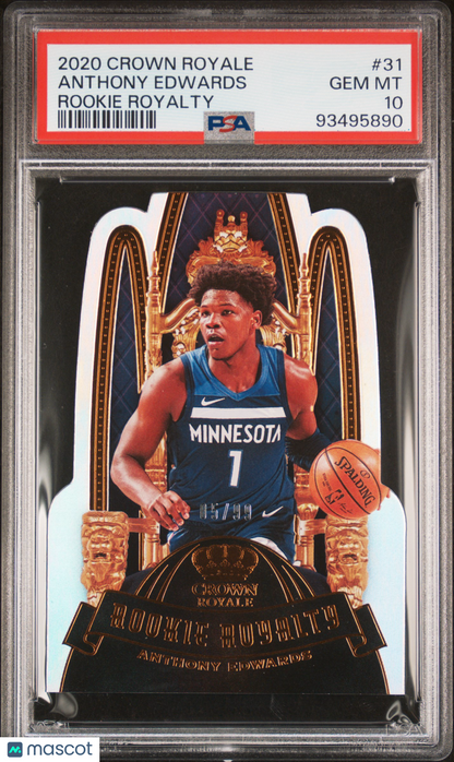 2020 Panini Crown Royale Rookie Royalty Anthony Edwards 05/99 PSA 10