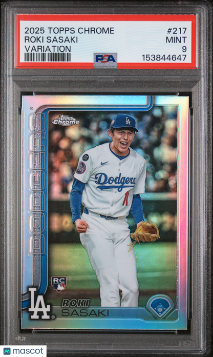 2025 Topps Chrome Roki Sasaki Variation PSA 9