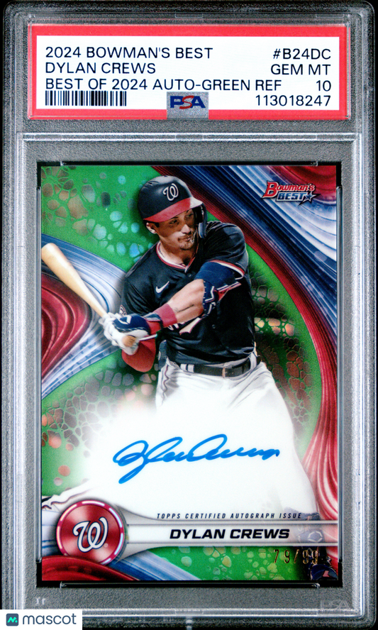 2024 Bowman's Best Best Of 2024 Autographs Dylan Crews #B24DC Green Ref 79/99 PSA 10