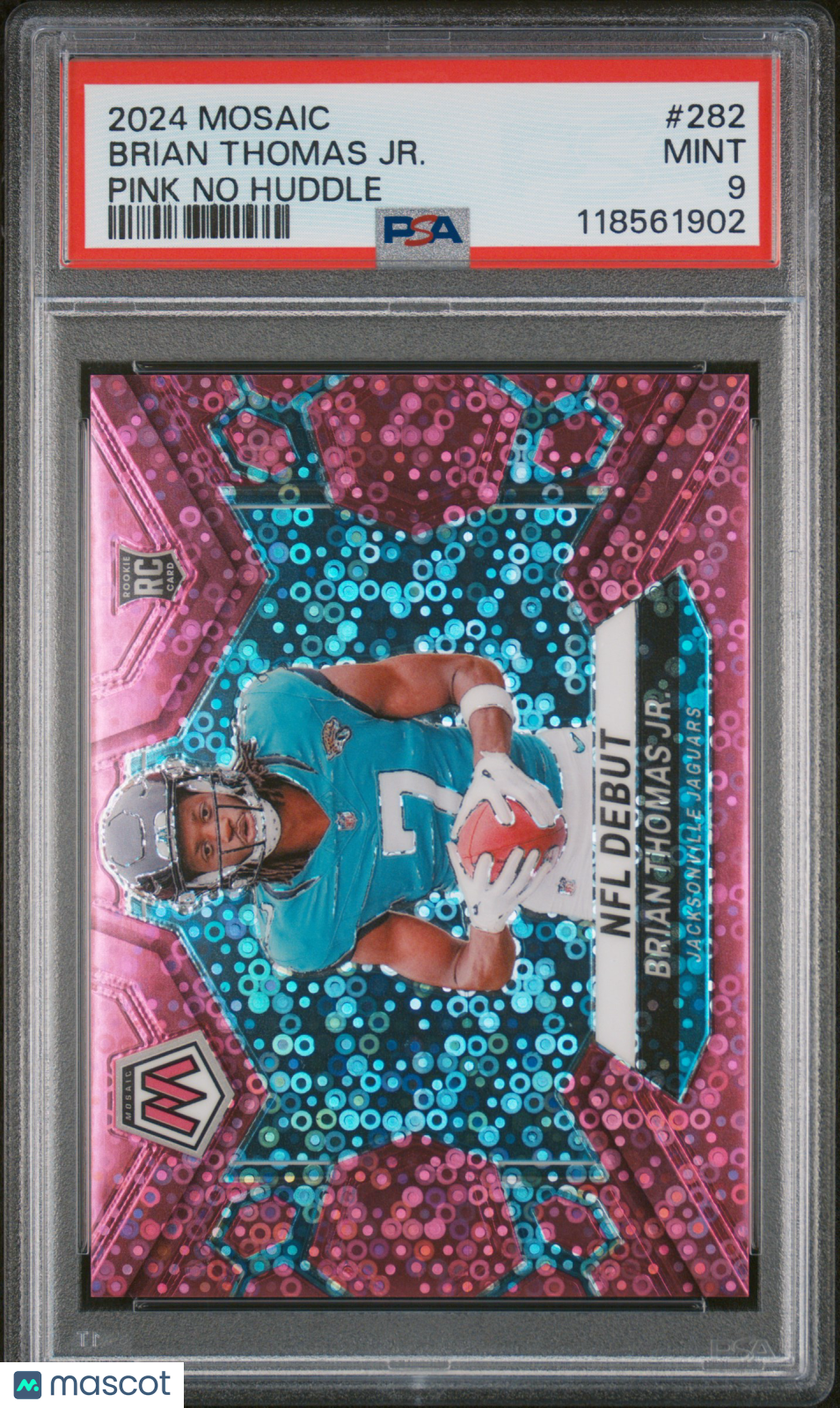 2024 Panini Mosaic Brian Thomas JR. Pink No Huddle /20 RC PSA 9