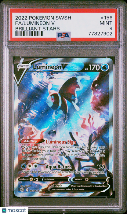 2022 Pokemon Sword & Shield Brilliant Stars Lumineon V Fa Brilliant Stars PSA 9