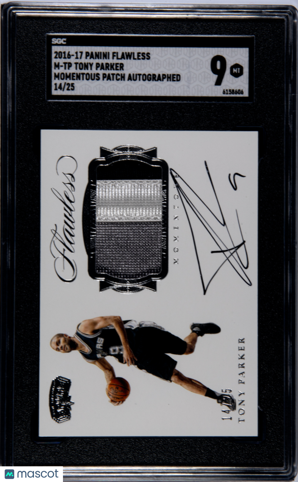 2016 Panini Flawless Tony Parker Momentous Patch Autograph /25 SGC 9