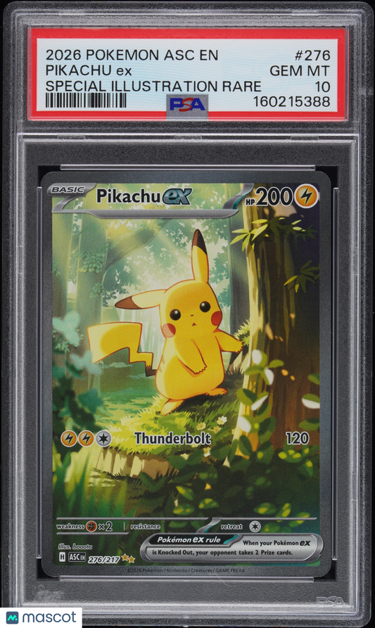 2026 Pokemon Asc EN-Ascended Heroes Pikachu EX Special Illustration Rare PSA 10