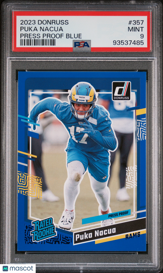 2023 Panini Donruss Puka Nacua #357 Press Proof Blue PSA 9
