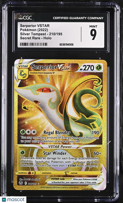 2022 Pokémon Silver Tempest Serperior VSTAR CGC 9