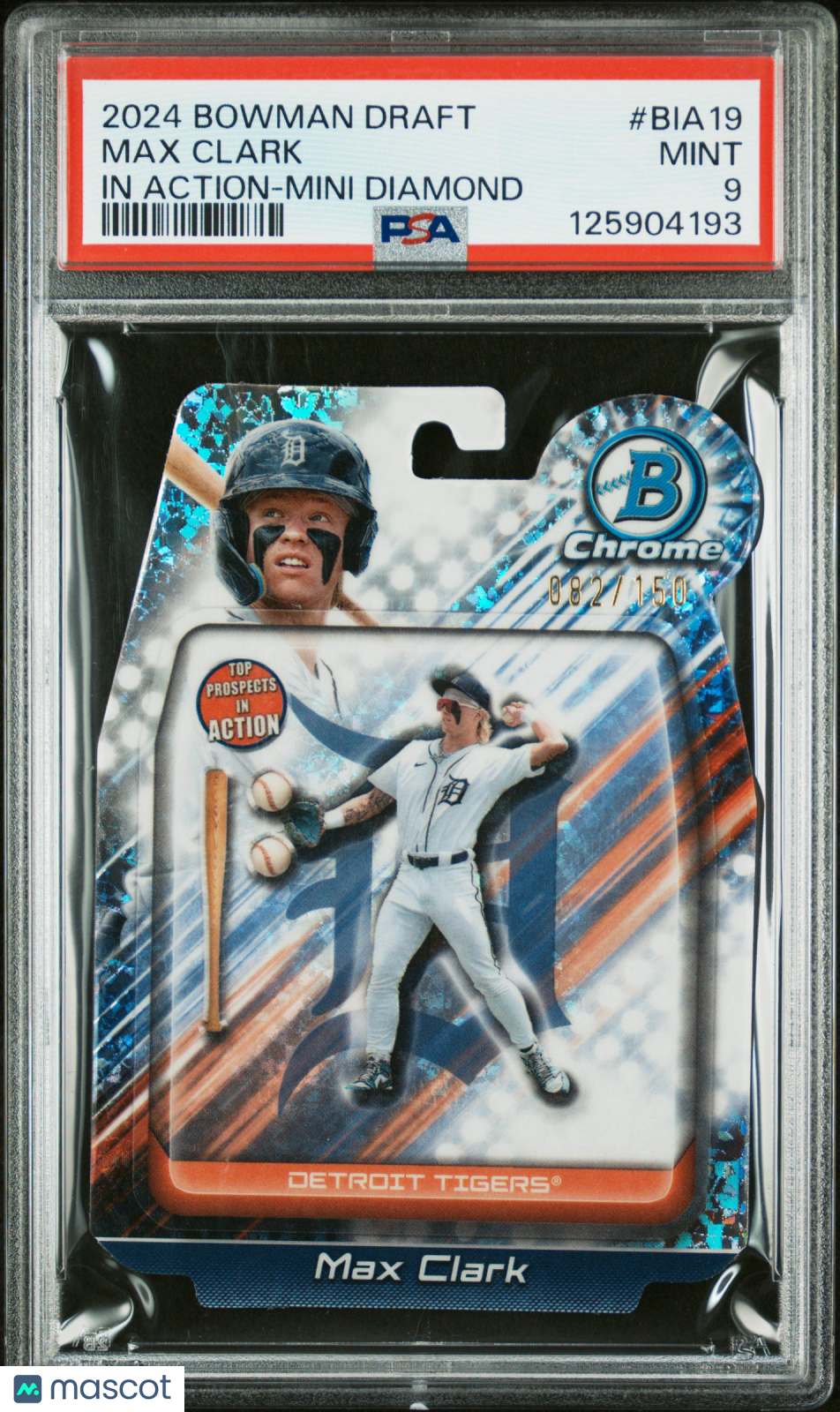 2024 Bowman Draft Bowman In Action Max Clark Mini Diamond 082/150 PSA 9
