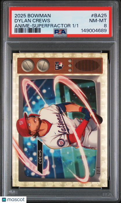 2025 Bowman Anime Dylan Crews Superfractor 1/1 PSA 8