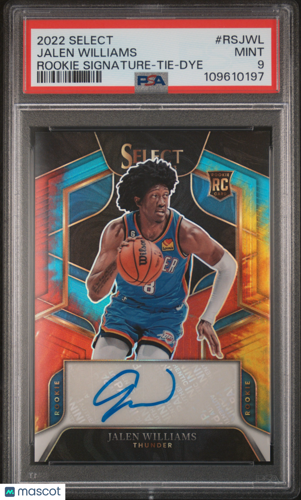 2022 Panini Select Rookie Signatures Jalen Williams Tie Dye /25 PSA 9