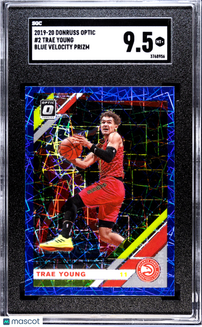 2019 Donruss Optic Trae Young Blue Velocity Prizm SGC 9.5