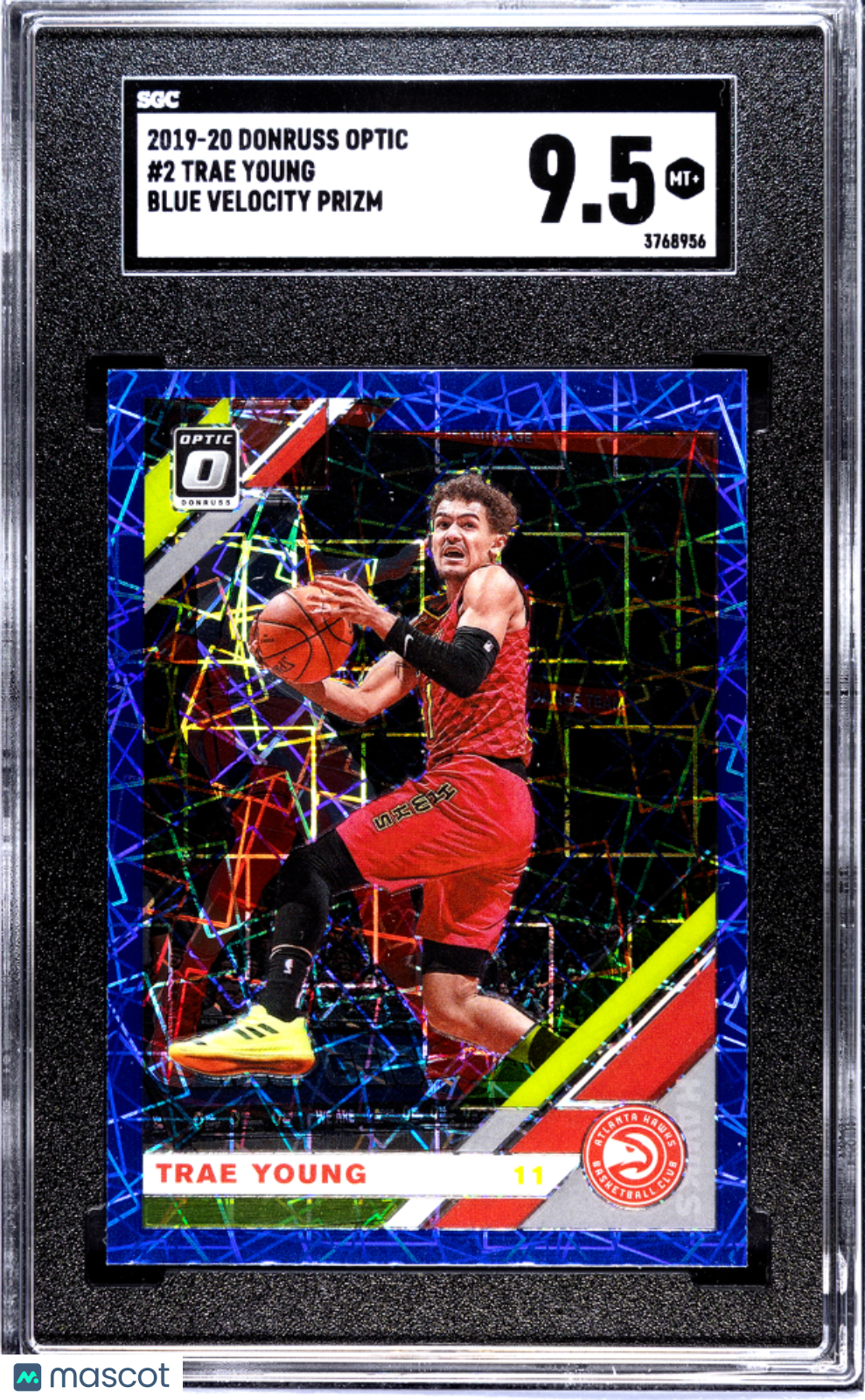 2019 Donruss Optic Trae Young Blue Velocity Prizm SGC 9.5