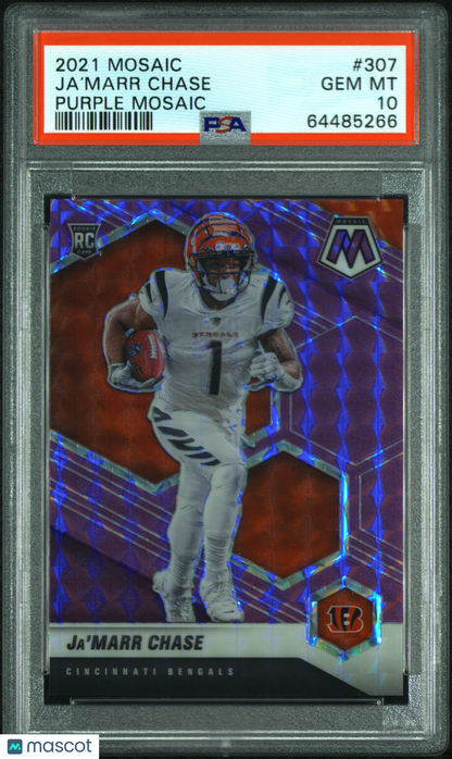 2021 Panini Mosaic Ja’Marr Chase Purple PSA 10