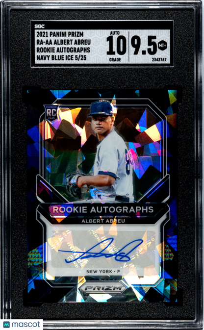 2021 Panini Prizm Albert Abreu Rookie Autos Blue Cracked Ice /25 SGC 9.5Auto 10