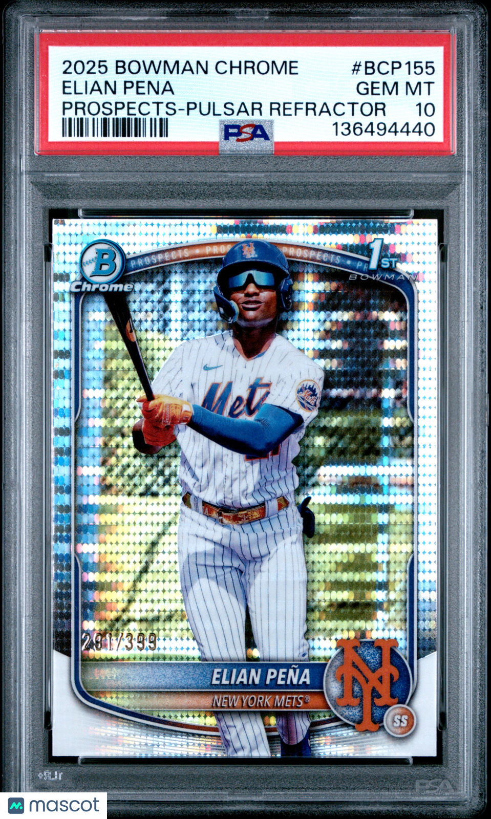 2025 Bowman Chrome Prospects Elian Pena Pulsar 281/399 PSA 10