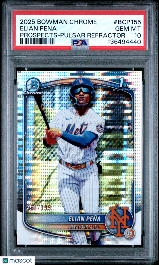 2025 Bowman Chrome Prospects Elian Pena Pulsar 281/399 PSA 10