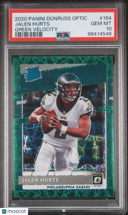 2020 Panini Donruss Optic Jalen Hurts Green Velocity PSA 10